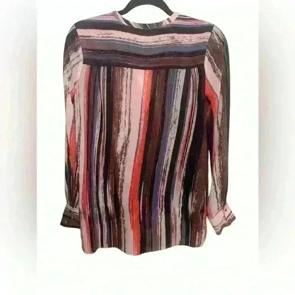 Karlie Front Faux Wrap Striped Career Sheer Top Size Medium - Picture 5 of 5